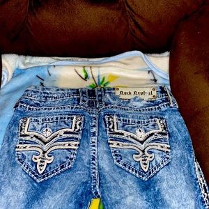 Rhinestone jeans low rise